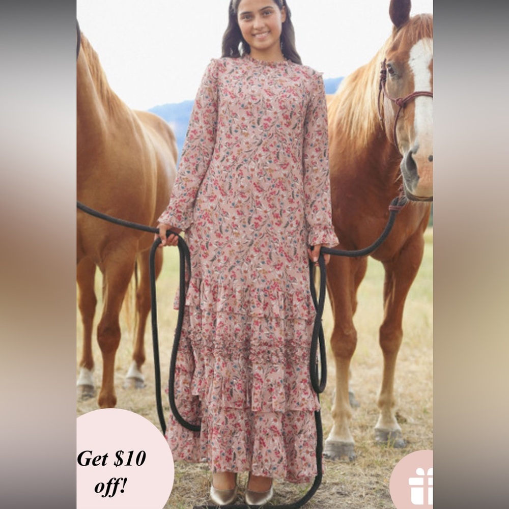 Dainty Jewells Floral Long Sleeve Dress in Pink